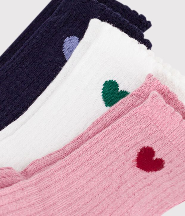 3 paar katoenen sokken met hartjesmotief multicouleur