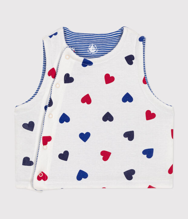OMKEERBAAR KATOENEN BABYVESTJE ZONDER MOUWEN wit/multicouleur