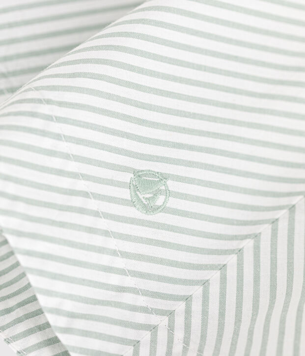 Robe sans manche enfant en coton &agrave; rayures vert/blanc