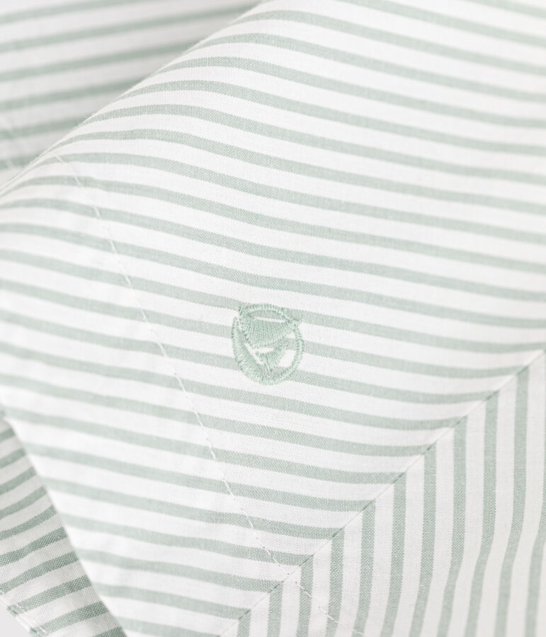 Robe sans manche enfant en coton &agrave; rayures vert/blanc