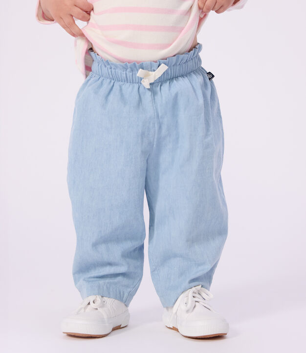 Pantalon b&eacute;b&eacute; en chambray bleu