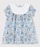 Jurk met Parijs-print van popeline voor baby's wit MARSHMALLOW/wit MULTICO