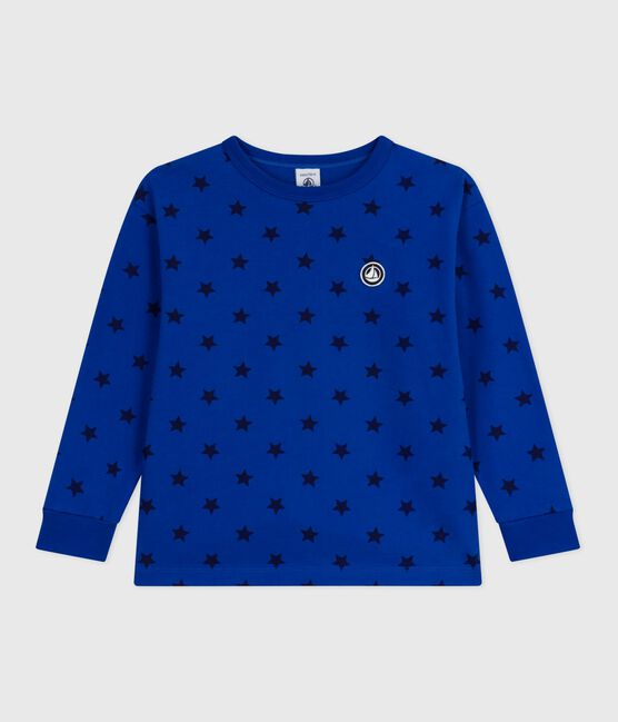 Katoenen T-shirt met lange mouwen en print voor kinderen blauw OLYMPIC+SOIR
