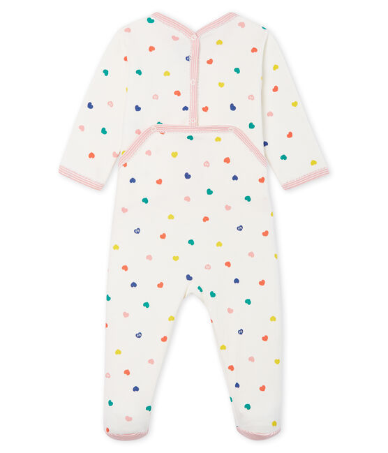 Slaappakje van molton voor babymeisjes wit MARSHMALLOW/wit MULTICO