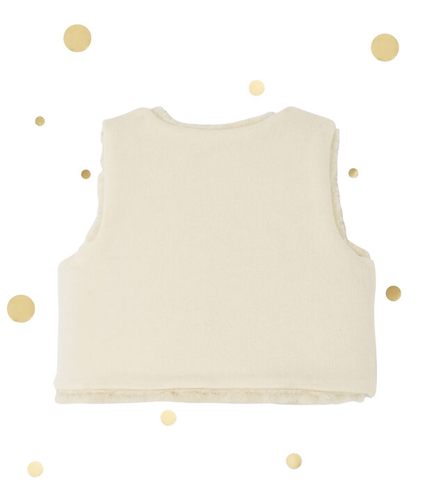 Gilet sans manches b&eacute;b&eacute; fille r&eacute;versible blanc