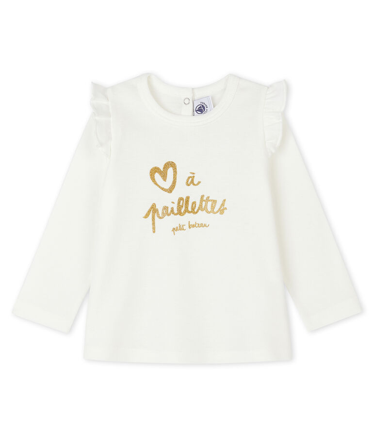 Blouse met lange mouwen babymeisje wit MARSHMALLOW