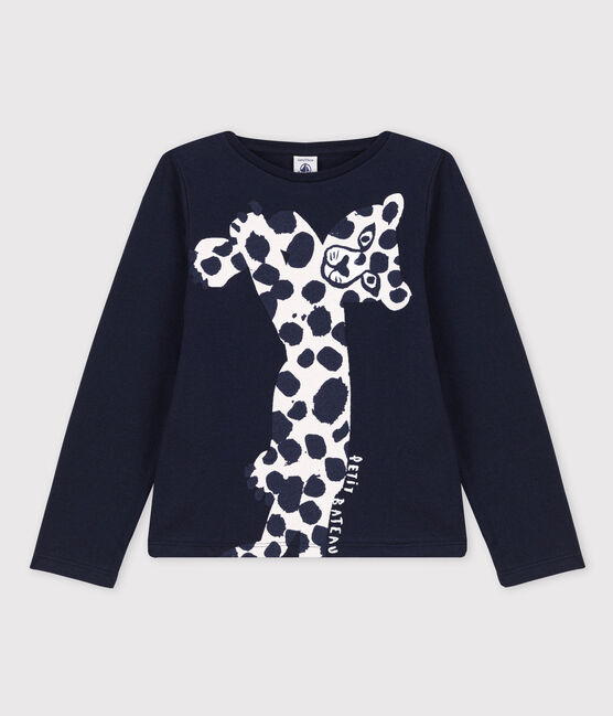 Tee-shirt manches longues en jersey enfant fille bleu SMOKING