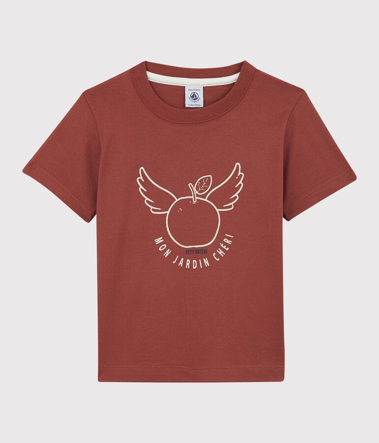 T-shirt manches courtes en coton enfant gar&ccedil;on marron