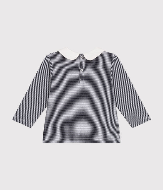 Blouse avec col en coton bébé bleu SMOKING/blanc MARSHMALLOW