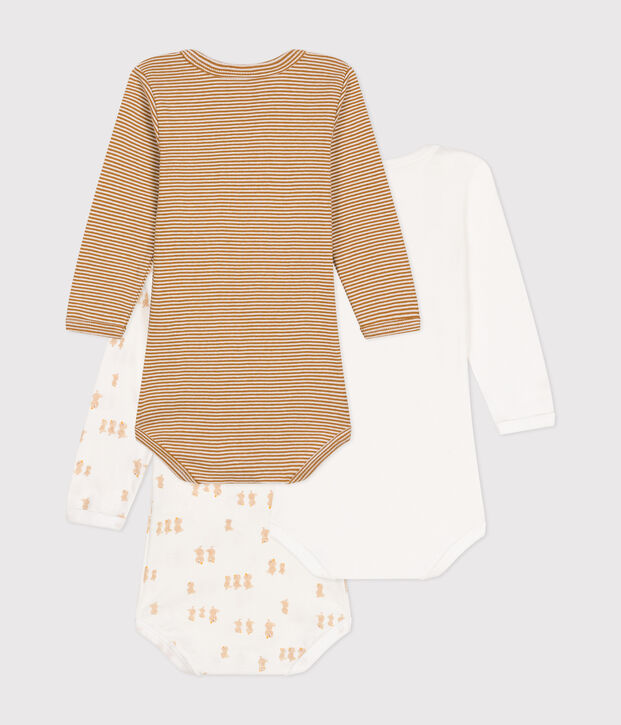 Lot de 3 bodies manches longues poussins en coton b&eacute;b&eacute; multicouleur