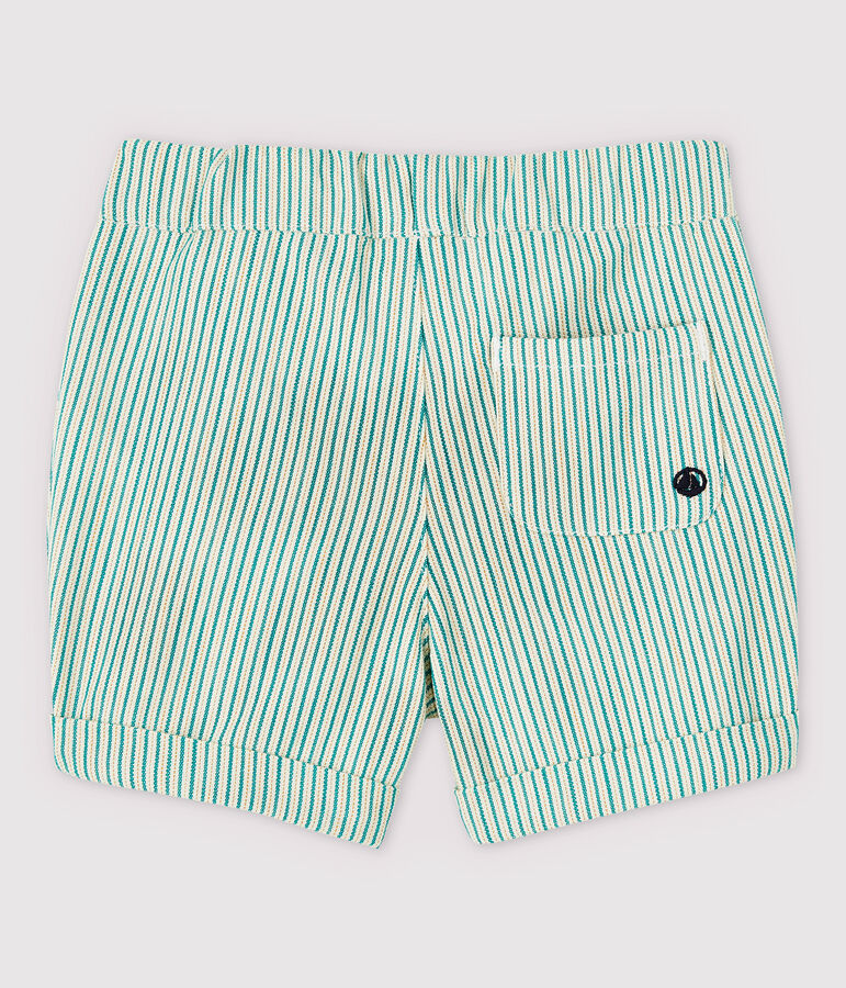 Short ray&eacute; en serge craquante b&eacute;b&eacute; gar&ccedil;on blanc/vert