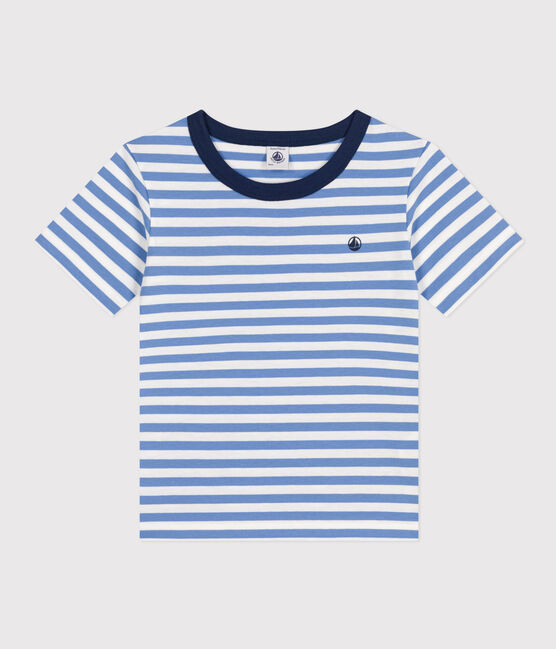 Gestreept T-shirt van lichte jersey voor jongens GAULOISE/ MARSHMALLOW