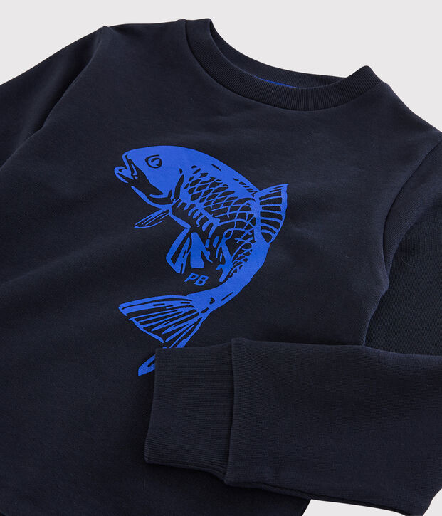 Sweatshirt en molleton enfant gar&ccedil;on bleu marine