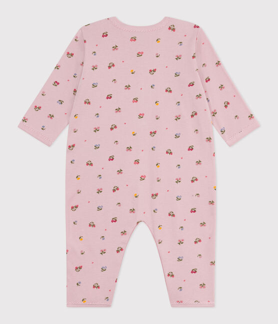 Pyjama bébé en coton sans pieds imprimé fleuri rose JOLI/blanc MULTICO