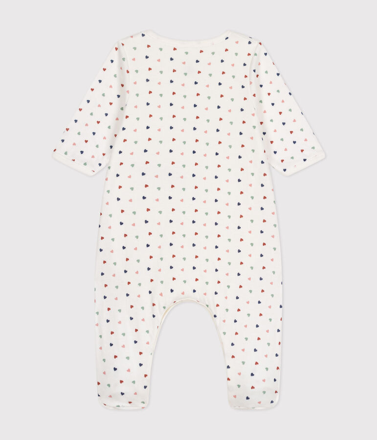 Bodyjama van tubic met kleine hartjes voor baby's wit/multicouleur