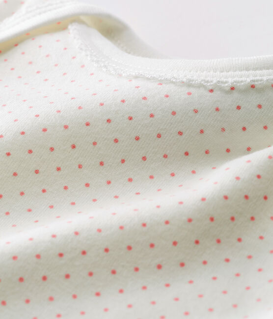 Rompertje lange mouwen babymeisje wit MARSHMALLOW/roze CHARME