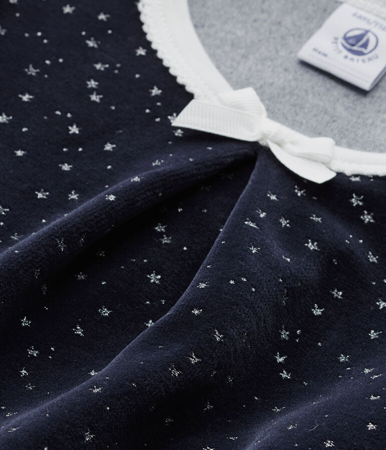 Chemise de nuit fille en bouclette velours blauw/grijs