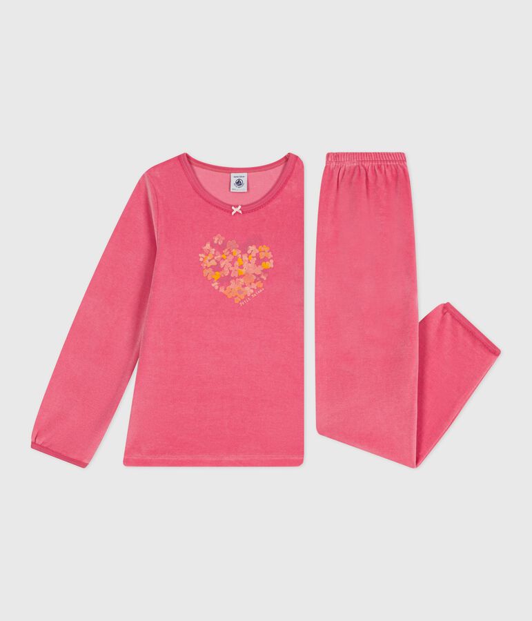 Pyjama enfant en velours rose PEONIA