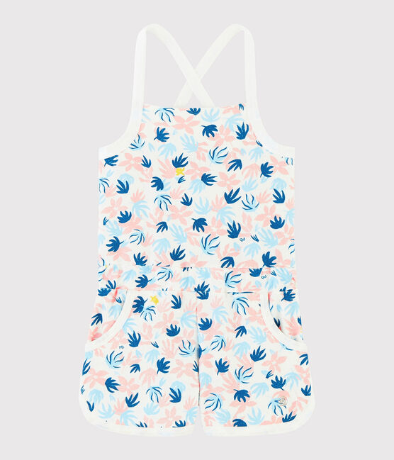 Badstof combishort voor meisjes wit MARSHMALLOW/wit MULTICO