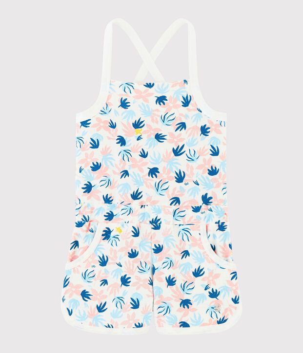 Badstof combishort voor meisjes wit/multicouleur