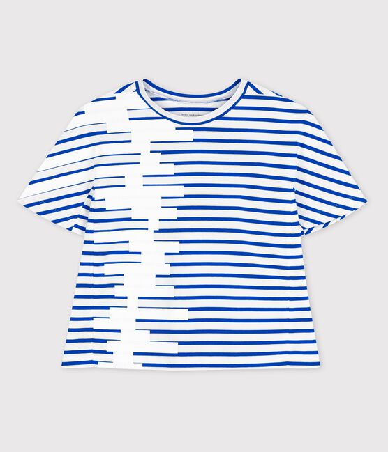 Marinière réédition Hyères femme blanc ECUME/bleu DELFT