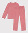 Effen kinderpyjama van velours roze ROSEWOOD