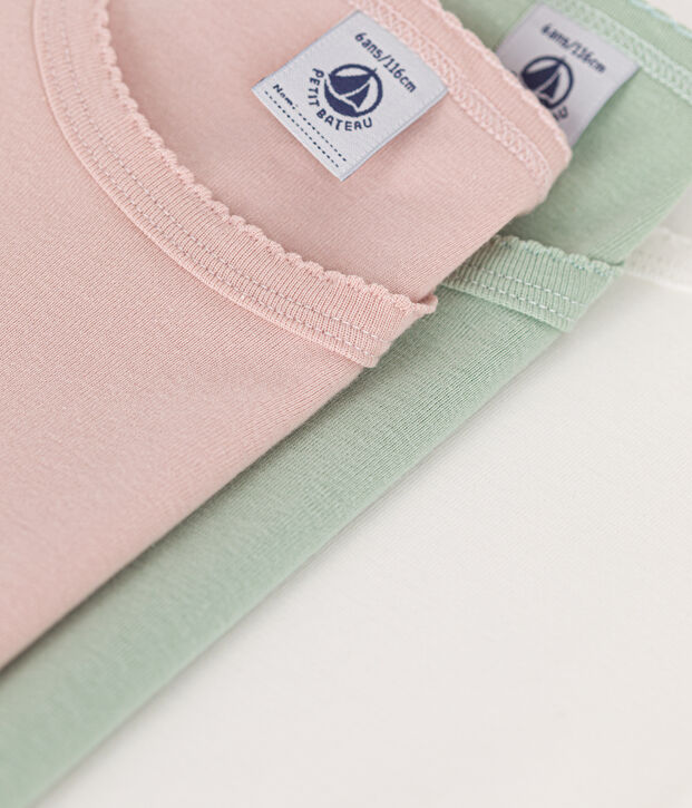 Setje met 3 basic katoenen T-shirts met lange mouw voor kinderen multicouleur