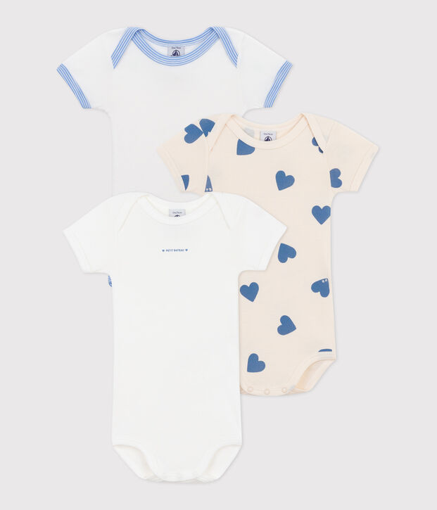 3-pack katoenen rompertjes met korte mouwen en print voor baby's multicouleur