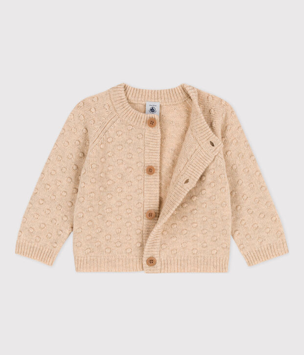 Babycardigan in tricot van wol ecru