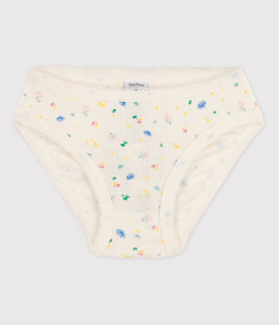 Katoenen meisjesslip wit MARSHMALLOW/wit MULTICO