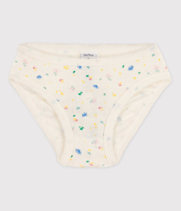 Katoenen meisjesslip wit/multicouleur