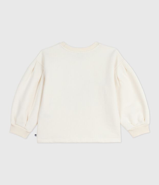 Sweatshirt enfant en coton imprim&eacute; blanc cass&eacute;