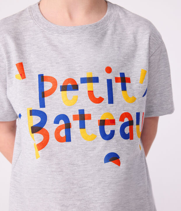 T-shirt met korte mouwen en print voor kinderen grijs