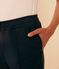 Pantalon en coton et élasthanne femme bleu SMOKING