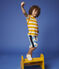Jersey poloshirt met korte mouwen voor jongens geel TEHONI/wit MARSHMALLOW