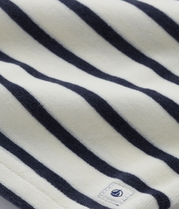 Meisjespyjama in boucl&eacute;fluweel wit/blauw