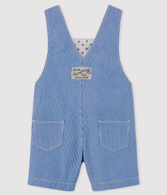 Salopette en toile bébé bleu SURF/blanc ECUME