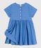 Robe manches courtes en broderie anglaise enfant fille bleu GAULOISE
