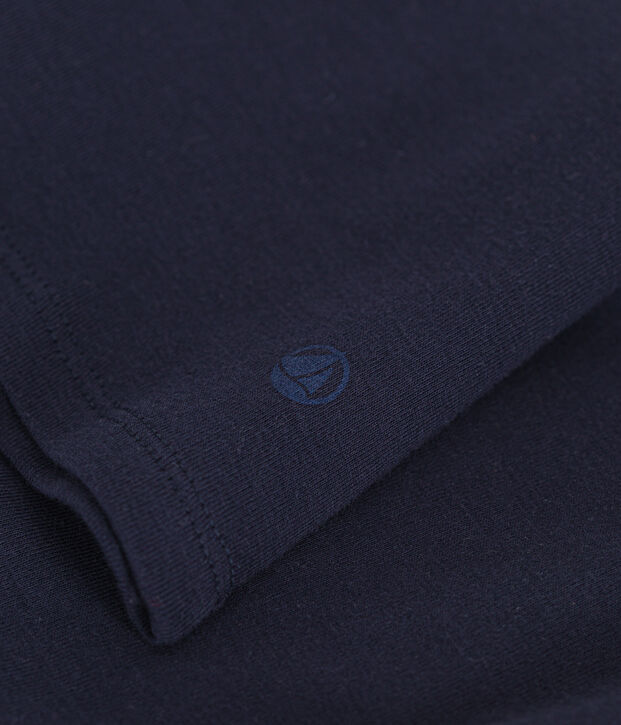 Tee-shirt l'Iconique manches longues col V en c&ocirc;te unie femme bleu marine