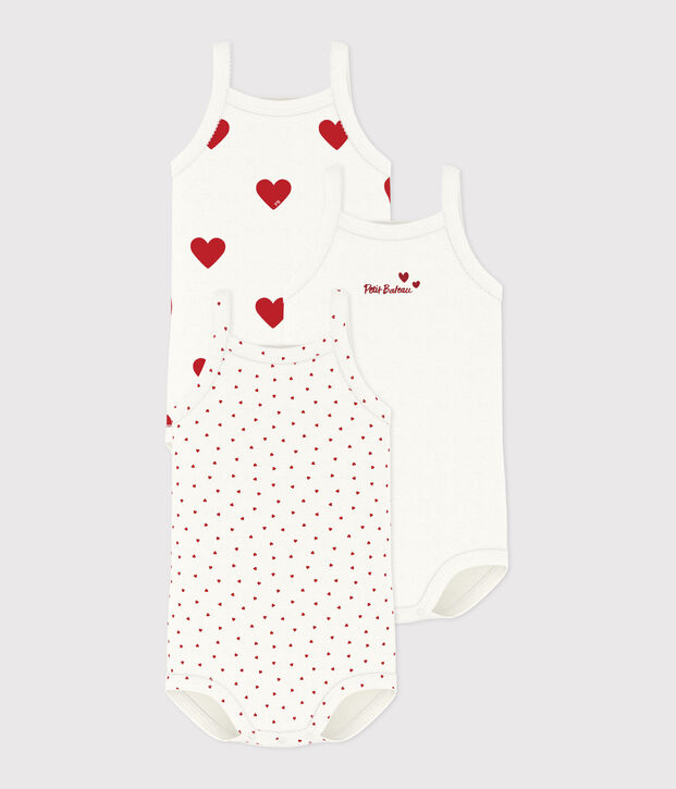 Set van 3 babybody's met schouderbandjes multicouleur