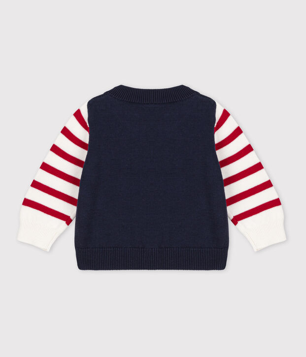 Cardigan b&eacute;b&eacute; en tricot en coton blanc/multicouleur
