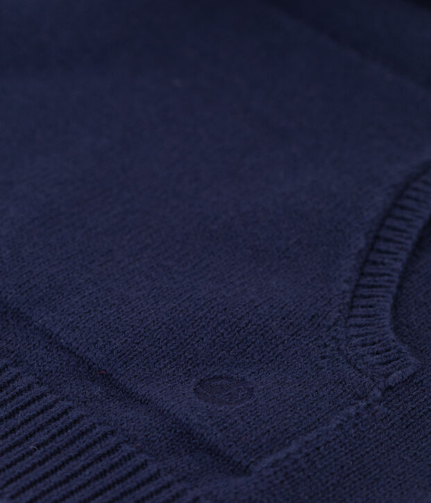 Pull laine et coton enfant gar&ccedil;on bleu marine