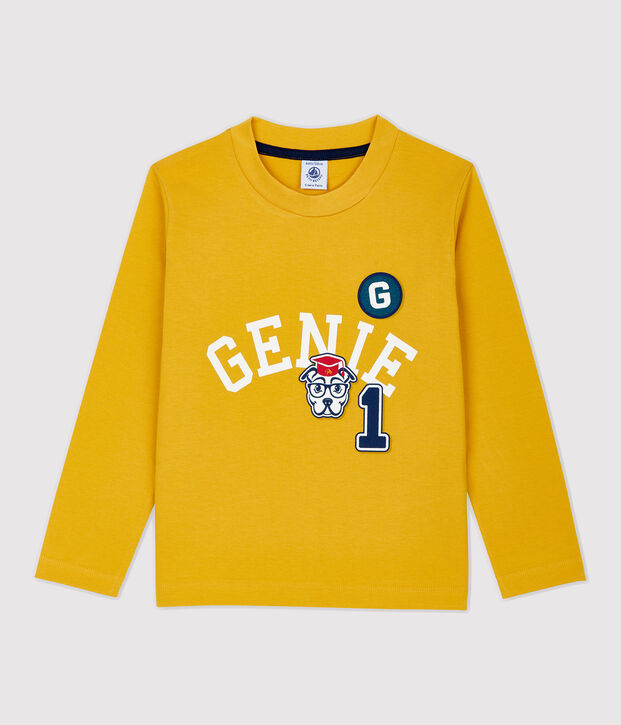 Katoenen jongens t-shirt met lange mouwen geel