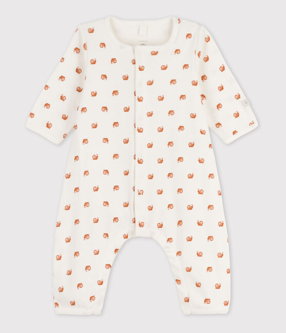 Bodyjama sans pieds imprimé bébé en coton blanc MARSHMALLOW/ ECUREUIL