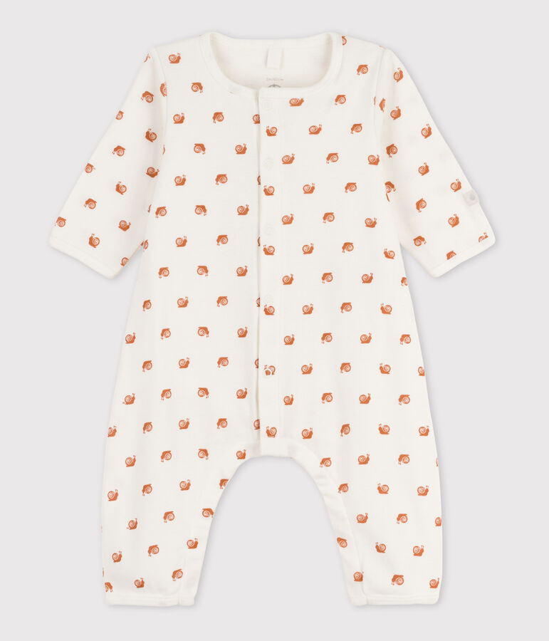 Katoenen bodypyjama zonder voetjes met print wit MARSHMALLOW/ ECUREUIL