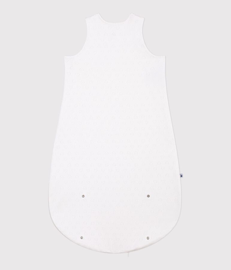 Babytrappelzak van ajourkatoen met hartjesprint TOG 0,5 wit