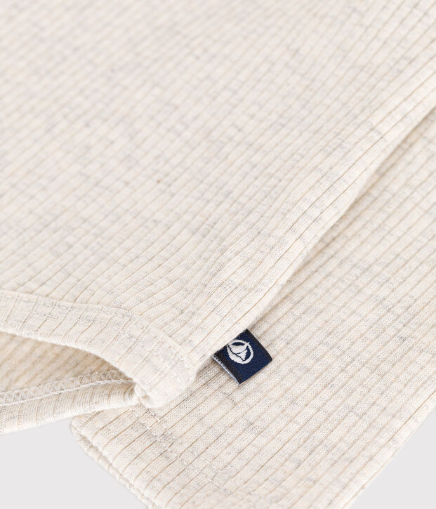 Body manches longues col roul&eacute; en coton b&eacute;b&eacute; beige chin&eacute;