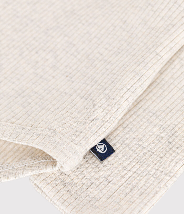 Body manches longues col roul&eacute; en coton b&eacute;b&eacute; beige