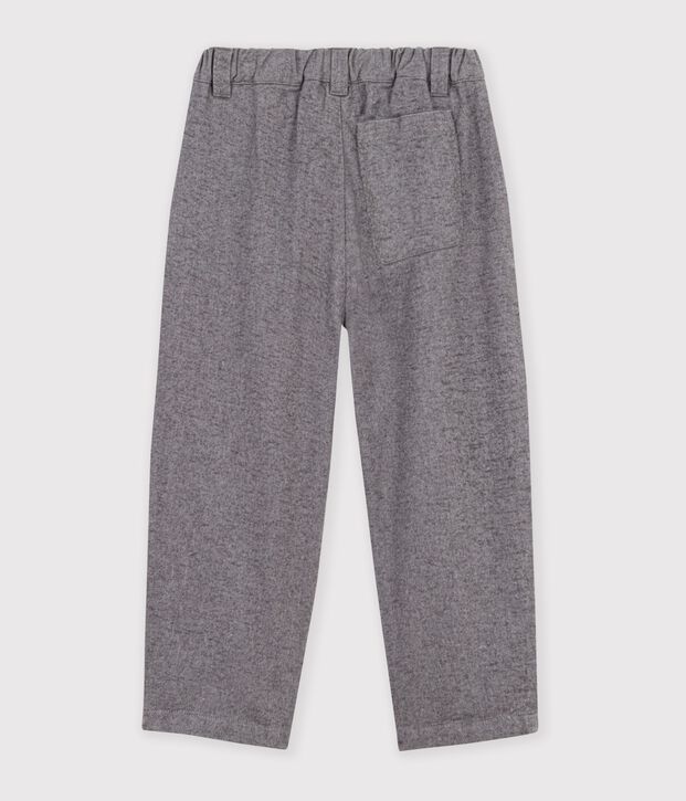 Kinderbroek met bandplooitjes van katoenflanel grijs