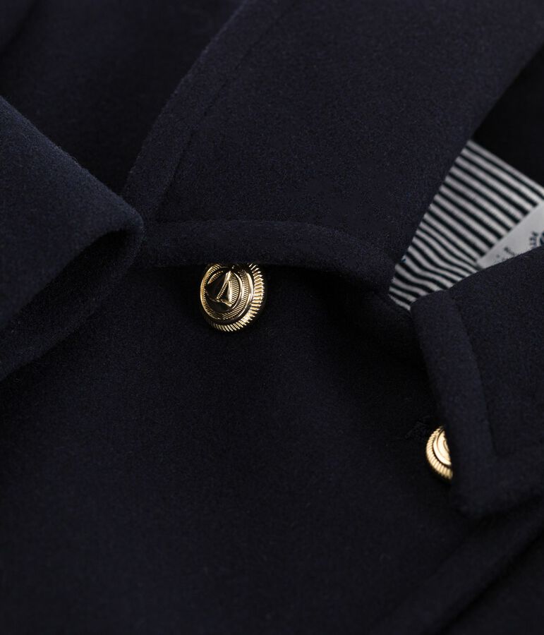 Caban enfant en draps de laine uni bleu